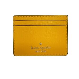 Kate Spade Madison Saffiano Leather Slim Card Holder In Yellow Daffodil NWT